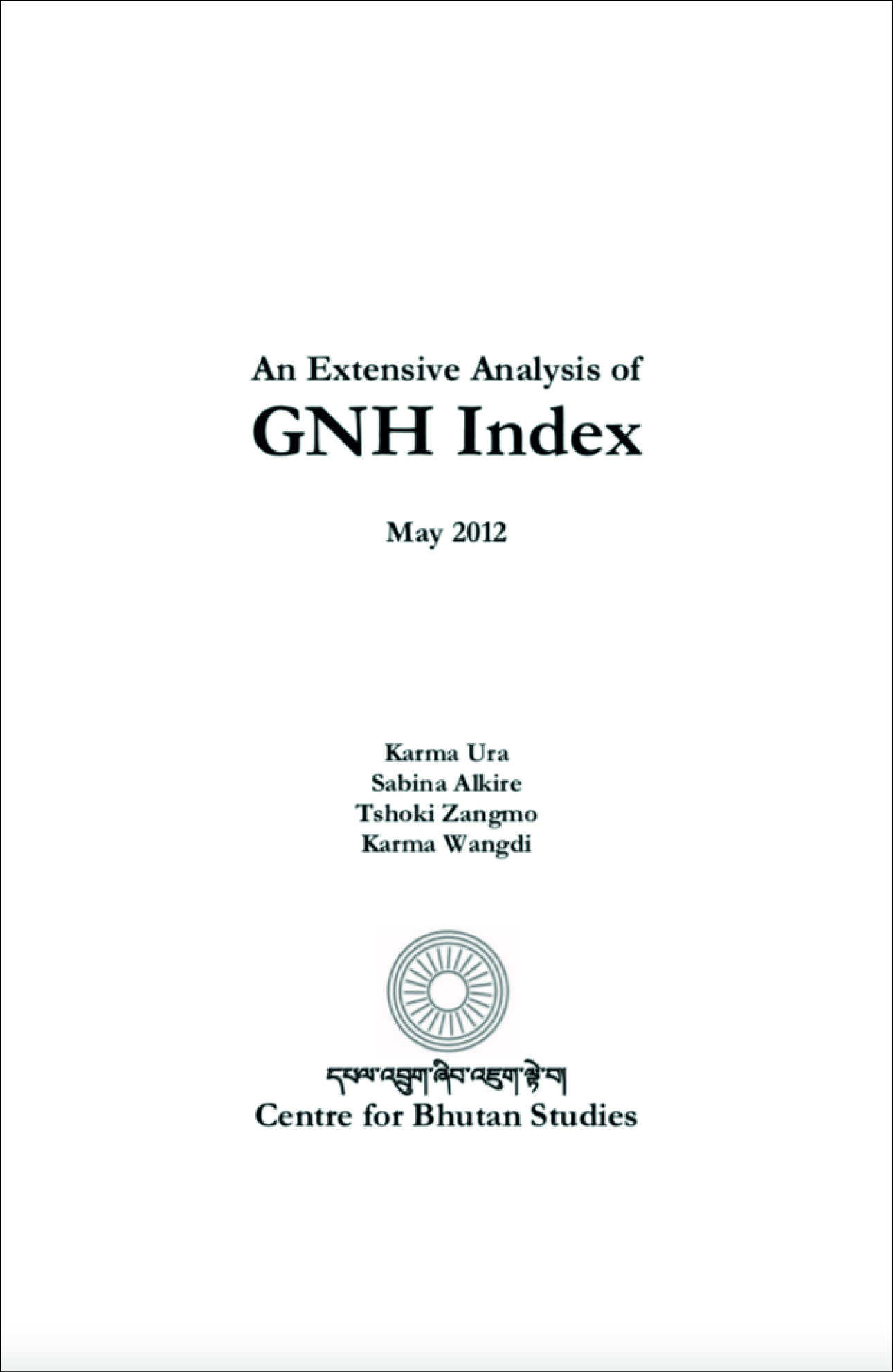 Bhutan GNH 2012(An Extensive) cover image