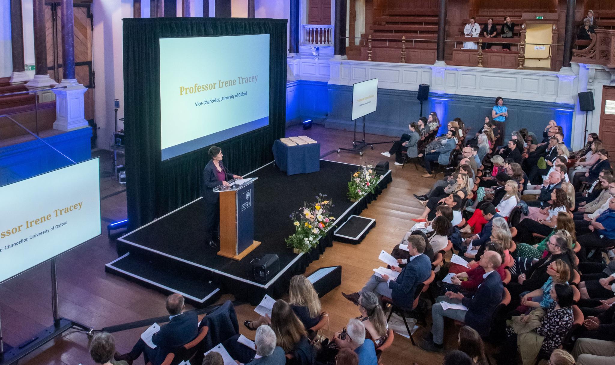 Vice-Chancellor on stage in the Sheldonian Theatre